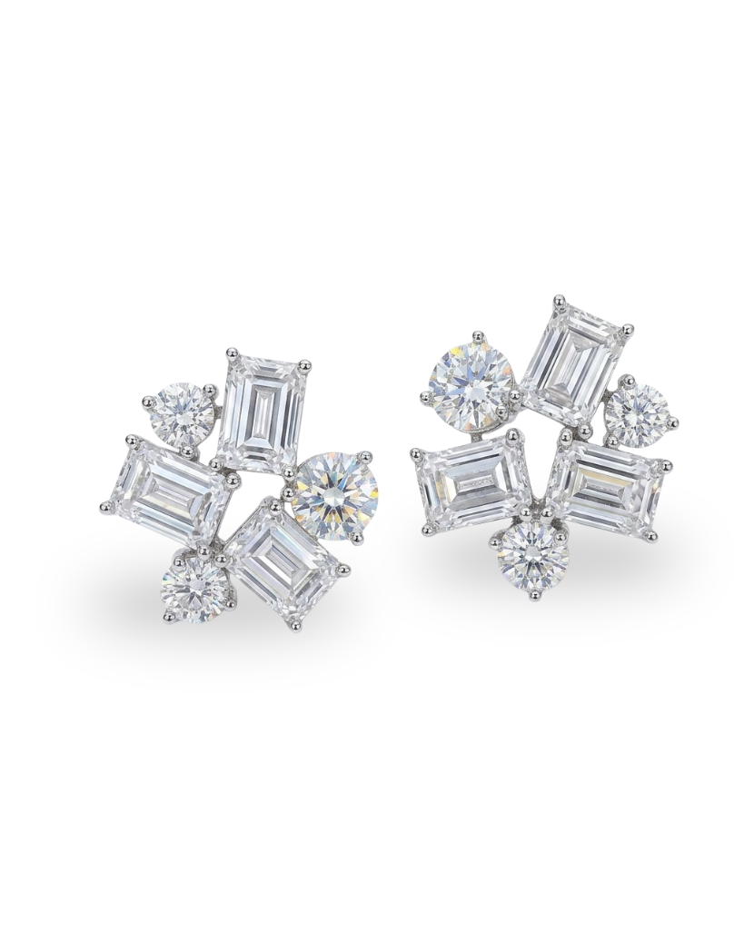 Pendientes Constelación · Moissanita Emerald & Brillante