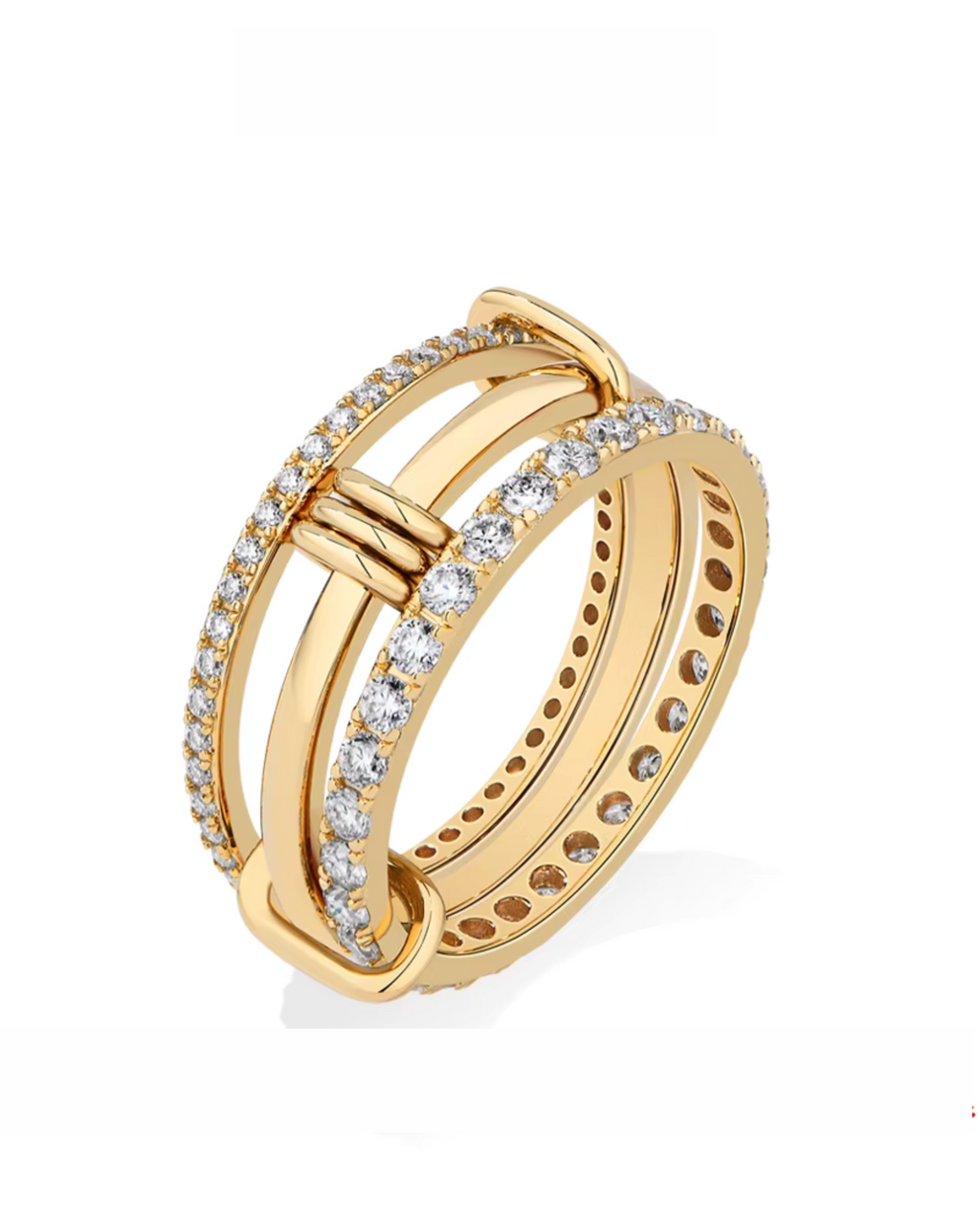 Anillo Trío Articulado · Pavé Moissanita