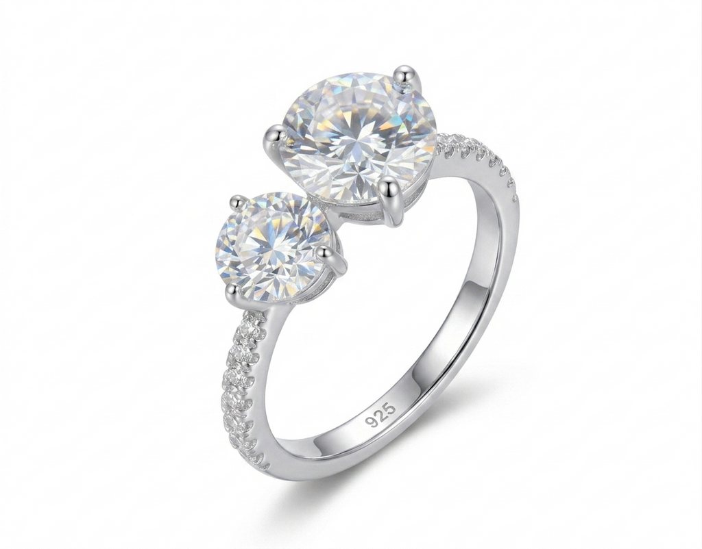 Anillo Toi et Moi · Moissanita Doble Solitario