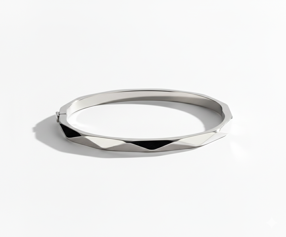 Brazalete Facetado · Oro Blanco 18k
