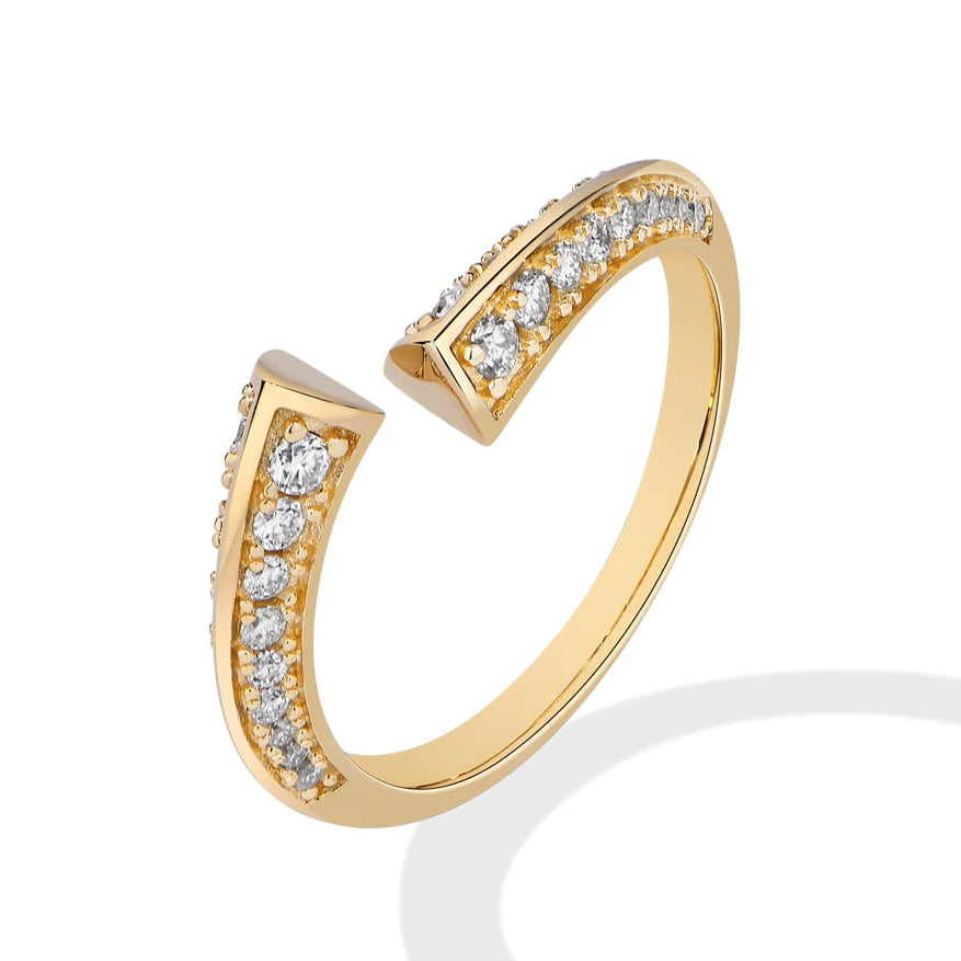 Anillo Flecha Abierto · Pavé Moissanita